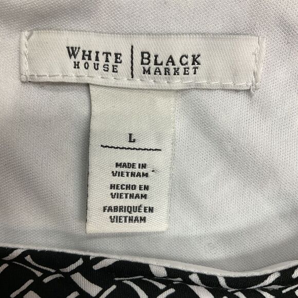 White House Black Market Women's Geometric Shirred Waist Sheath Dress Formal SzL - Picture 11 of 11